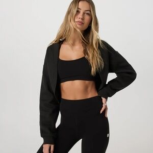 Vuori Restore Shrug Washed Black Cropped Fleece Cardi Women's Size Small NEW